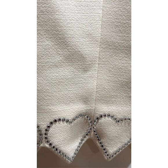 Mach & Mach Crystal Hearts Cropped Ivory Wool Blazer Size 8-10 (40) - Picture 11 of 12